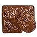 Bathroom Rug Mats Set 3 Piece - Memory Foam Extra Soft Shower Bath Rugs – Contour Mat and Lid Cover - Perfect Combination of Luxury and Comfort - Brown Dolphins