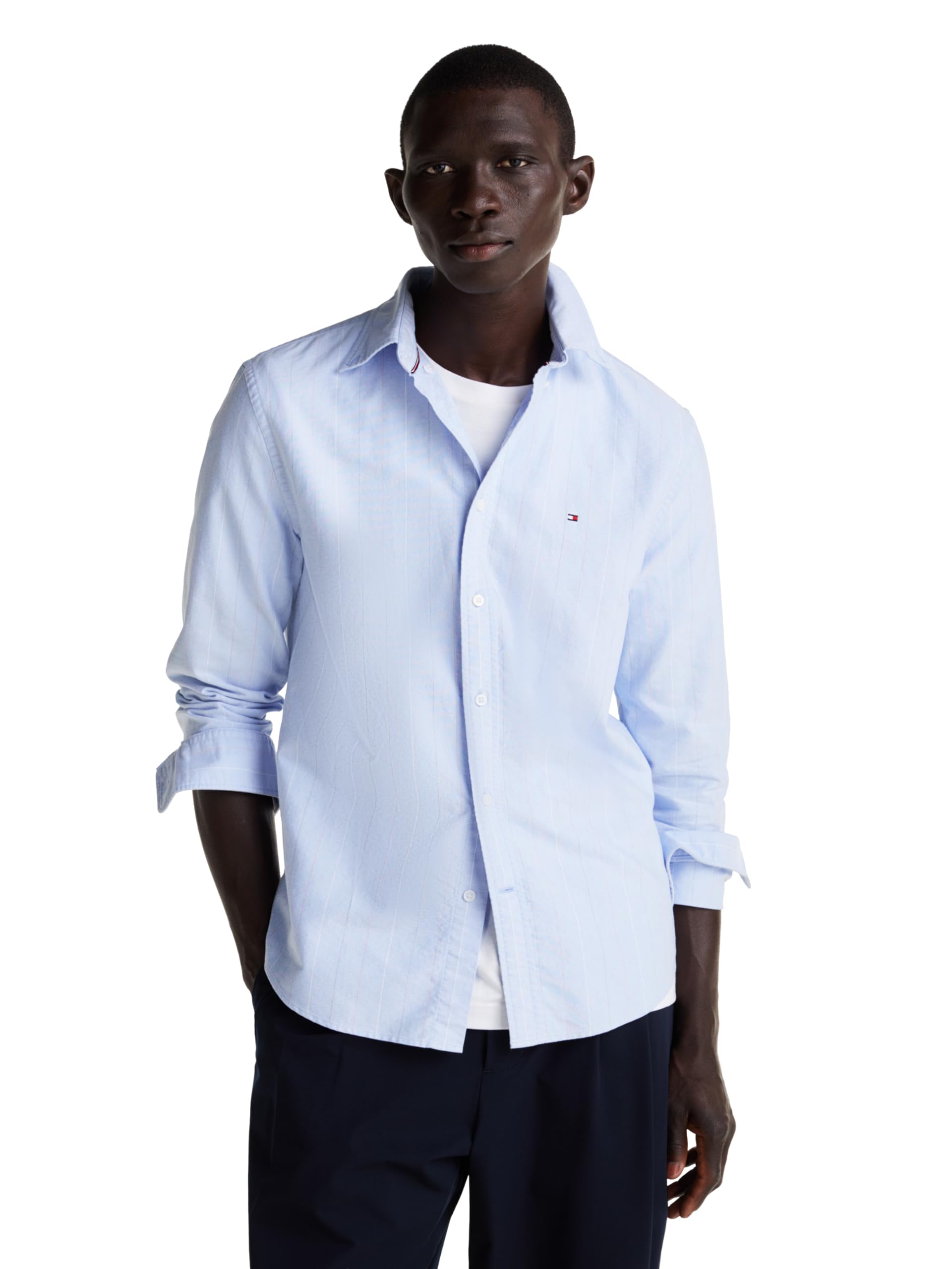 Tommy Hilfiger Men’s Heritage Oxford Fine Stripe Regular Long Sleeve Shirts