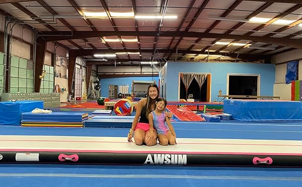 AWSUM 13FT GYMNASTICS MAT WITH AIR ROLLER TUMBLING BARREL BACK SOMERSAULT BACKBEND TRAINER FOR INFLATABLE GYMNASTICS SPRINGBOARD BACK HANDSPRING EQUIPMENT, WITH ELECTRIC PUMP