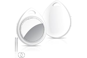 QCOQ Air Tracker Tags-2 Pack, 5.3 Bluetooth Tracker Work with Apple Find My (iOS Only), 100dB Sound, Smart Tag with Keychain/Lanyard, Item Finder for Luggage/Key/Suitcase, Replaceable Battery, Light White