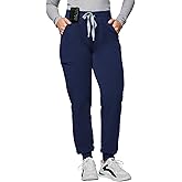 Kitmaz Medical Scrub Pants for Women - Mid Rise 4-Way Stretch Anti-Wrinkle Slim Fit Jogger Pants, Drawstring & 5 Pockets
