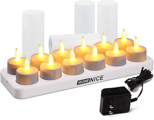Amazon Com Wonenice Rechargeable Tea Light Flickering Tealight