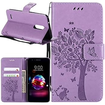 Amazon Com Lg K30 Case Lg K10 2018 Lg Premier Pro Case Lacass Pu - lg k30 case lg k10 2018 case lg premier pro case lacass cat tree pattern pu leather flip wallet case cover kickstand with card slots and wrist strap for