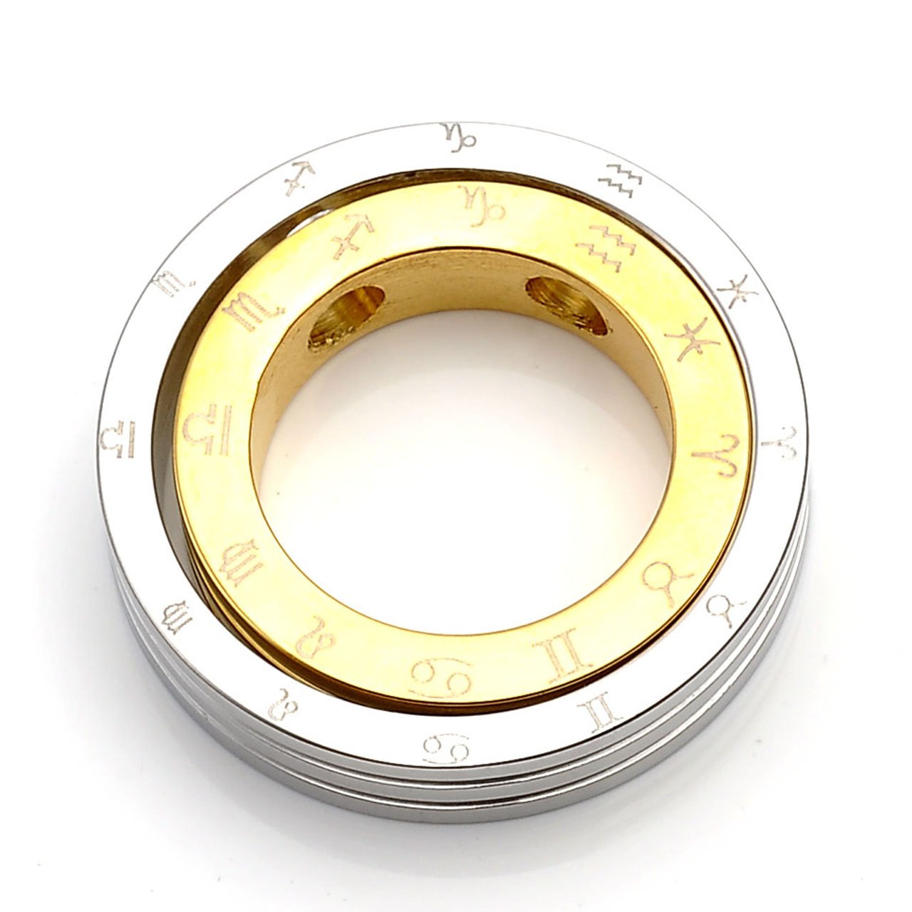 Zysta Collier Pendentif Rond 12 Zodiaque Femme Acier Inoxydable Amovible Argent Or Cadeau Amoureux Fantaisie avec chaîne 24\'\' et Boîte cadeau