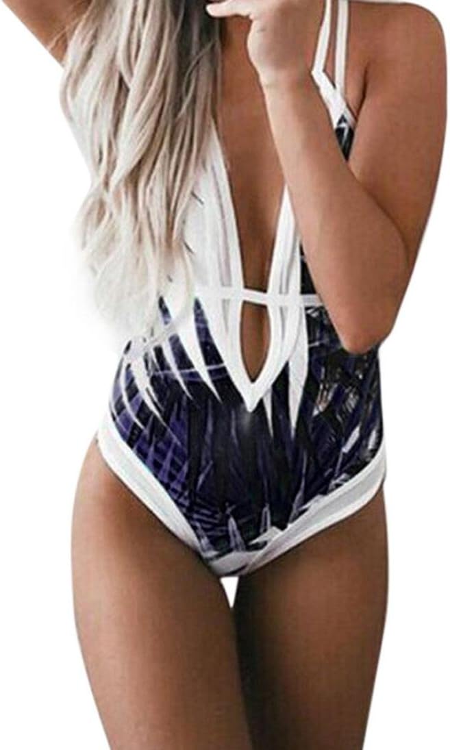 Syban.Women's One Piece Beach Swimsuit Swimwear Bathing Monokini Push Up Padded Bikini