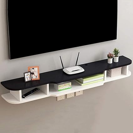 Schwebendes Regal aus Massivholz, Wandmontage, TV-Schrank, hängende