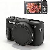 Frevyve Case for Canon G7X Mark II G7X Camera, Soft Silicone Protective Case, Powershot G7X Mark II Sleeve with Removable Lens Cover & Screen Protector Accessories, Slim Fit, Anti-Scratch (Black)