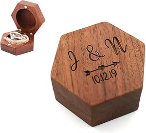 Daiwen Caja de Madera Personalizada para Anillos de Boda ...