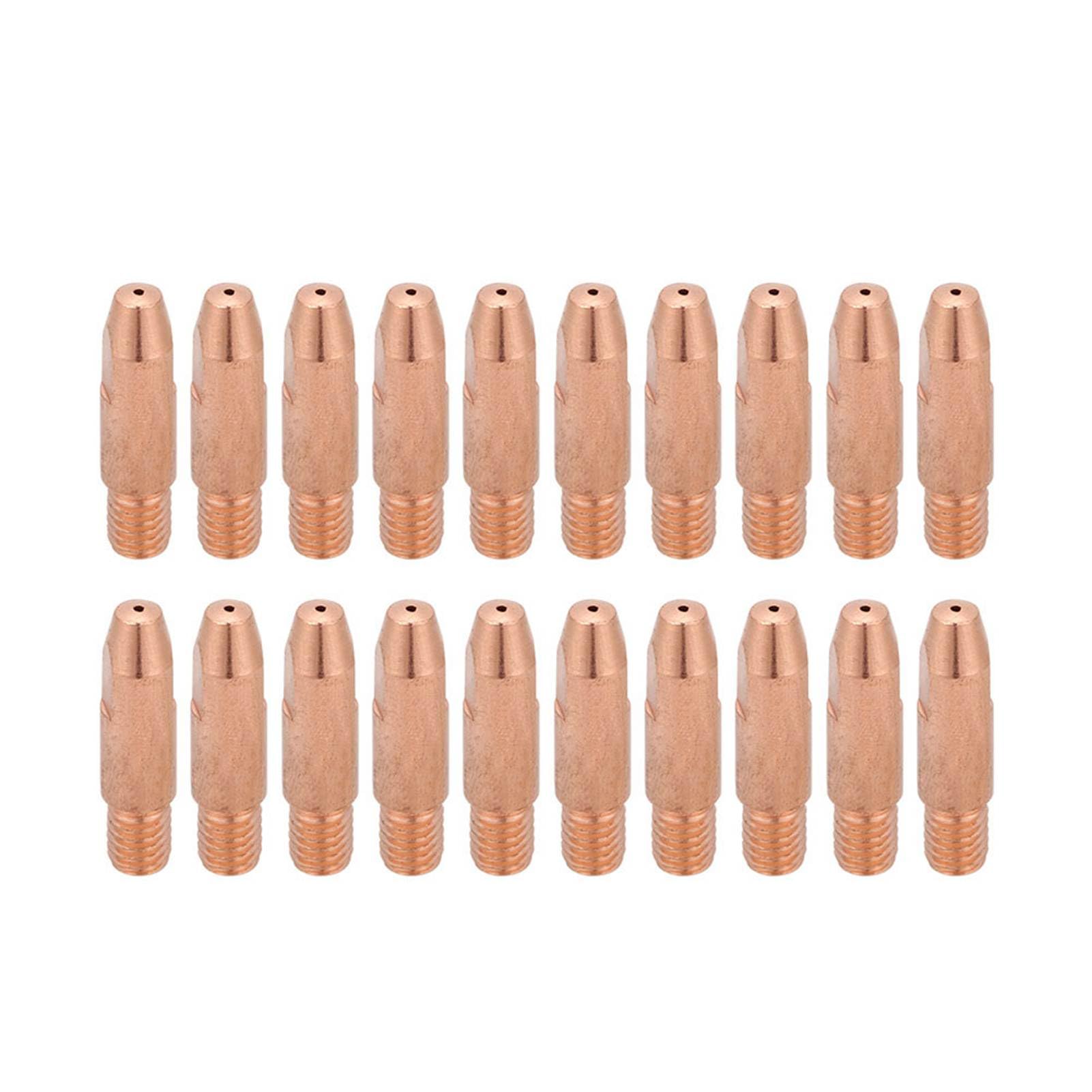 20Pcs M6 Copper Contact Tips for Euro Style Binzel 24KD MIG/MAG Welding Torch Gas Nozzle Tip Holder Accessaries(1.0)