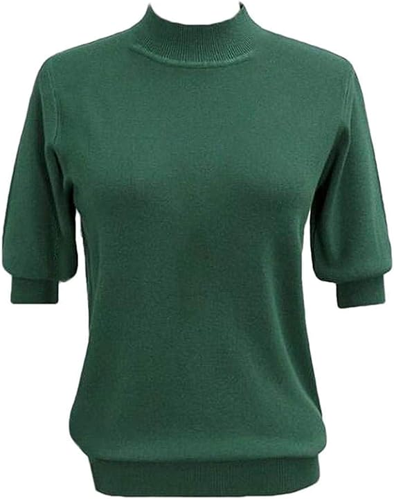 Womens MockNeck Slim Fit Knit Pullover 1/2 Sleeve Sweater Tops Amazon