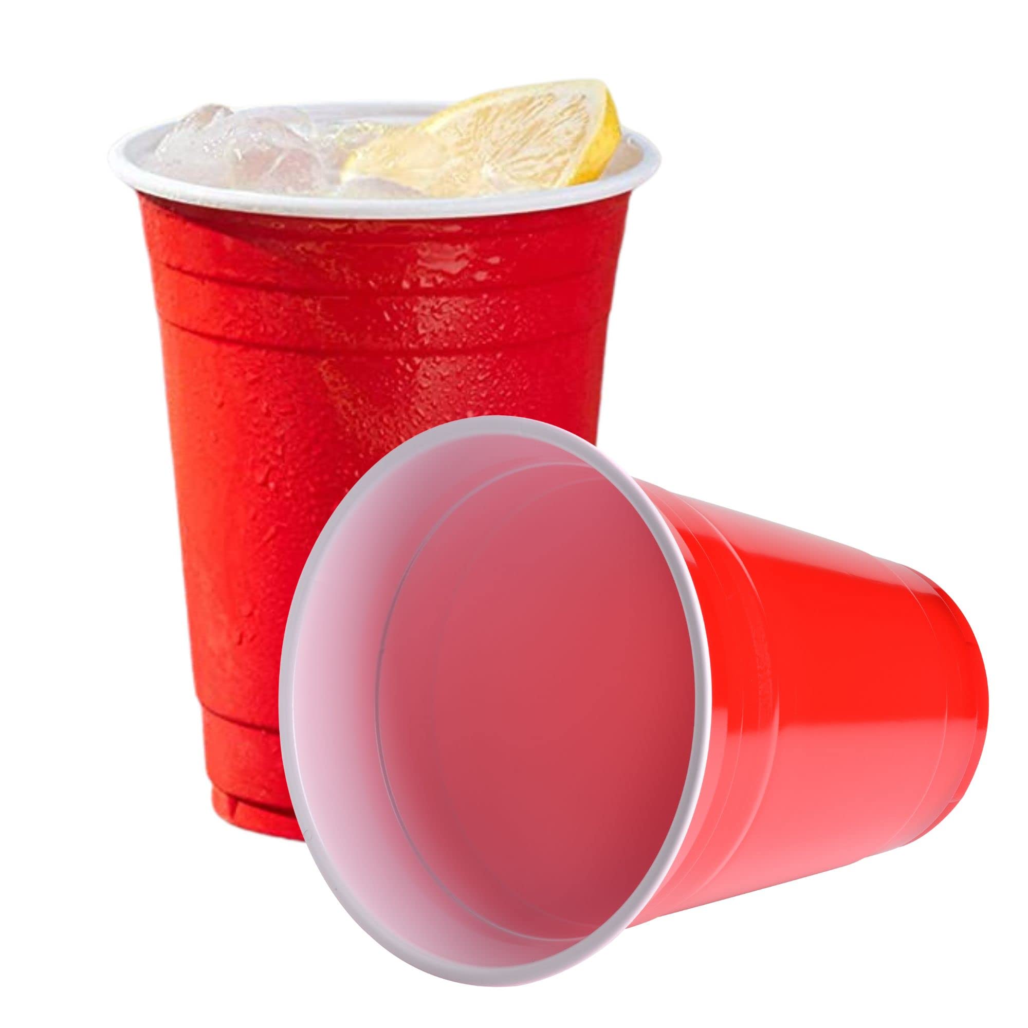 WORCOFY® Red Party Cups - Plastic Cups Party Cups 50Pcs (16oz) for Christmas Party and American Game, Plastic Red Cups Disposable, Reusable and Recyclable PP Material (16oz)