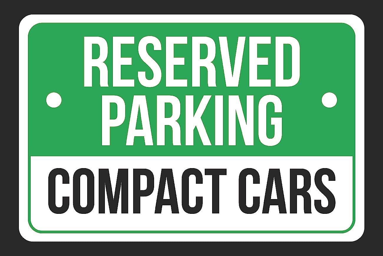 Reserved Parking Compact Cars Print Green, White and Black