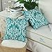 CaliTime Pack of 2 Soft Canvas Throw Pillow Covers Cases for Couch Sofa Home Decoration Vintage Solid Damask Floral 18 X 18 Inches Teal