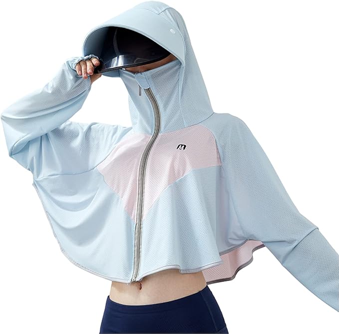 Sun Hoodie UV Protection Women Girl SunProof Clothing with Face Mask