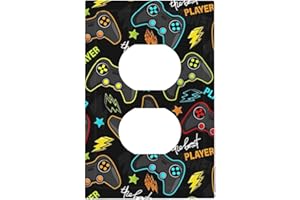 IOFNG 1 Gang Duplex Receptacle Switch Wall Plate Funny Graffiti Video Games Controller Gaming Gamer Teen Kids Boys Gamepad Switchplate Jumbo Size Electrical Outlet Cover Receptacle Plug Cover Faceplate