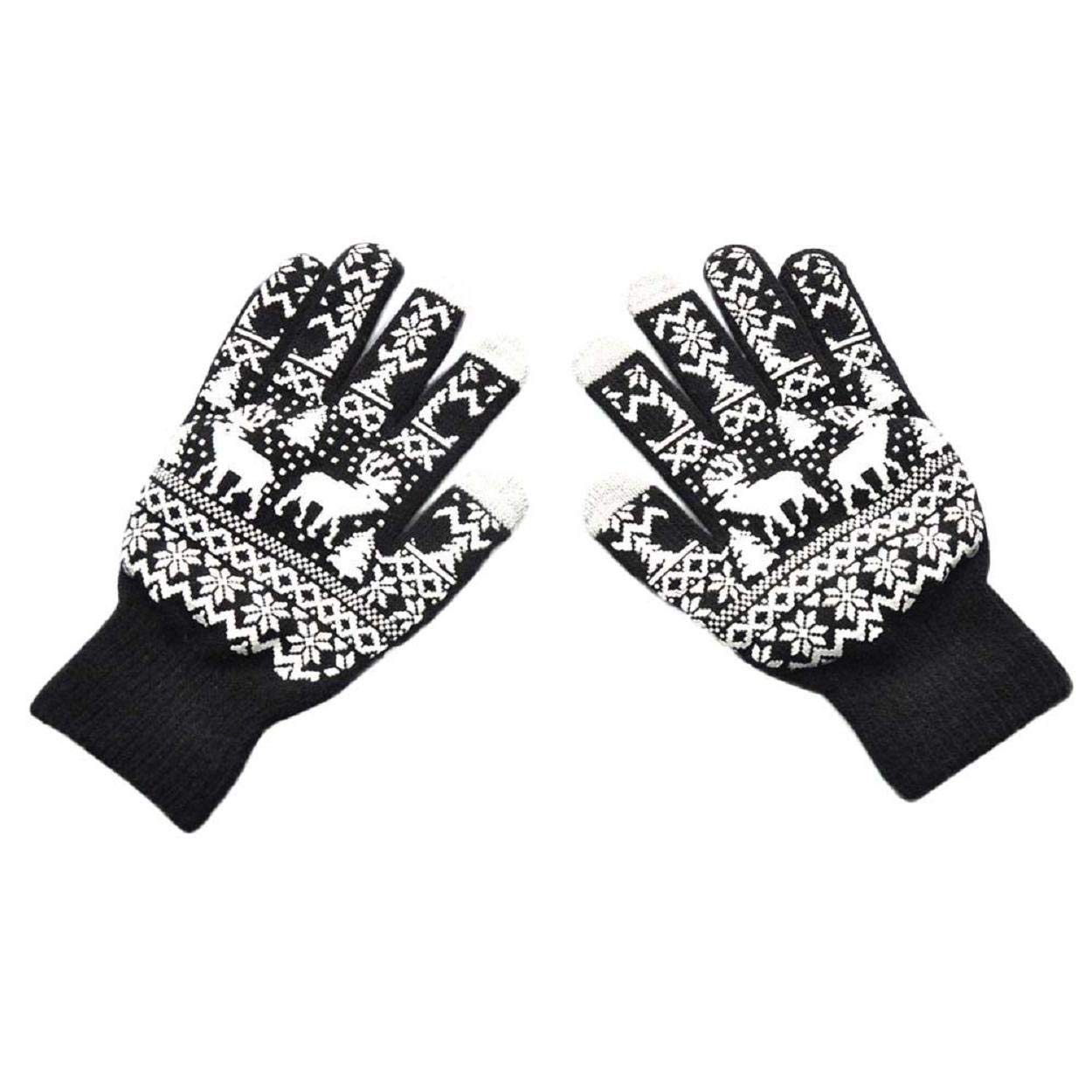 若者の大愛商品 トレーニンググローブ Wapiti ニット 暖かい 冬 クリスマス 手袋 かわいい 女性 男性 ファッション 1組 冬用手袋 Putars パイントスクリーン B07k1d4pz7 ブラック Large コットン アウトドア キャンプ サイクリング オートバイ ハイキング スキー