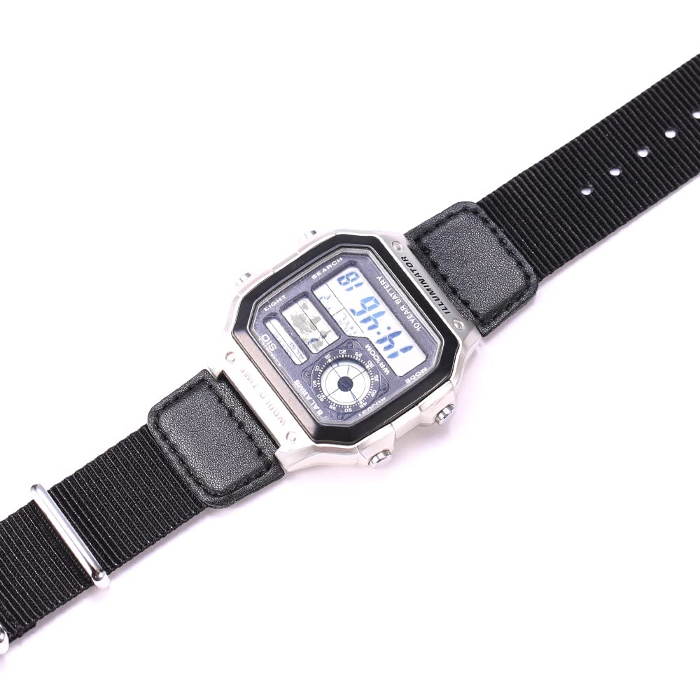 Military Nylon strap Compatible with Casio AE1200WH AE1500WH A158WA W800H SGW-300H 400 500 Men's stainless steel ring Replacement Watch band