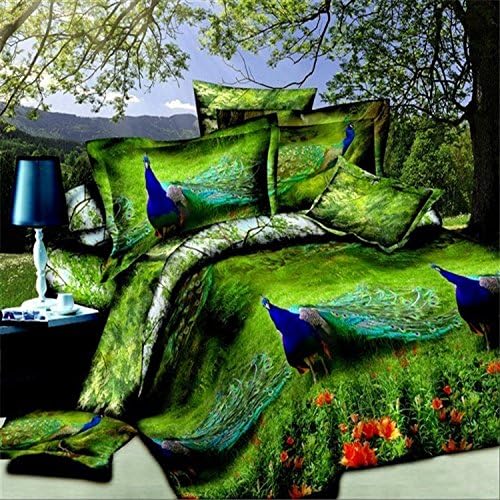 High Quality Full 4-piece Bedding Set Peacock 3D Printed Design Helps Accent Your Bedroom Style