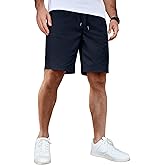 COOFANDY Mens Casual Shorts Cotton Elastic Waist Drawstring Summer Shorts | Stretch Waist, Lightweight, Soft, Breathable, Classic fit, Vacation, Beach Shorts