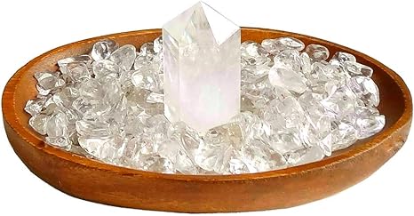 Amazon クリスタル浄化セット 天然水晶柱 天然水晶さざれチップ 木製トレイ ブレスレット パワーストーンの浄化 パワーチャージに 開運グッズ 開運浄化インテリア 天然石 置物 ルースストーン 自宅パワースポット化 置物 オブジェ オンライン通販