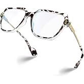 VISOONE Oversized Fashion 99% Blue Light Blocking Glasses for Women REMY | Flexible Metal Temples Extra Wide UV400 HD Clear Lenses Chunky Cute Chic Square Large frame