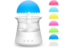 OKYUK Rain Cloud Humidifier Water Drip 300ml,Raining Cloud Night Light Diffuser with 7 Colors LED Light,Mushroom Humdifier Rain Sounds White Noise Humdifier for Bedroom Home Office