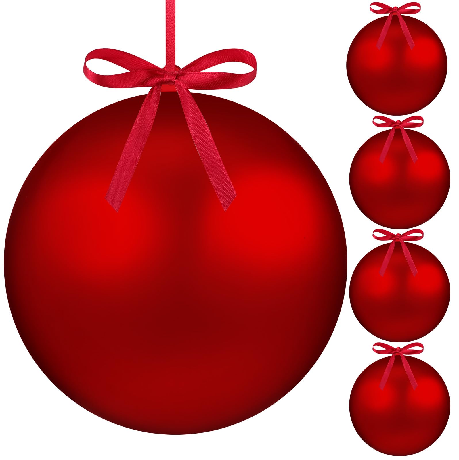 Photo 1 of Weysat 4 Pcs 8 Inch Extra Large Fillable Christmas Ball Ornaments Giant Matte Red Plastic Christmas Tree Ornaments Balls with Hanging Ribbons for Outside Lawn Yard Tree Decorations