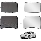Jaronx for Tesla Model 3 Glass Roof Sunshade,Overhead Roof Sunshade Rear Window Sunshade+ UV/Heat Insulation Film (Set of 4 P