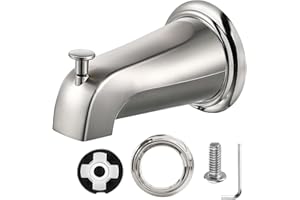 Tub Spout with Diverter, Slip-On Tub Spout, Bathroom Bathtub Faucet with Metal Tubs Spout Cover Ring, Fits 1/2" Copper Water 