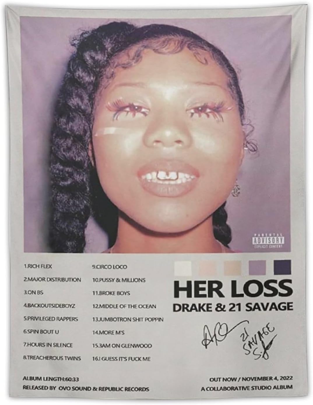 Tapestries - OFITIN Drake Her Loss Tapestry Polyester Wall Art Tapestry Decorative Bedroom Modern Home Wall Hanging Tapestry Wall Decoration 30 X40 Inches