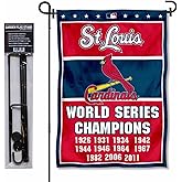 St. Louis Cardinals 11 Time Champions Garden Flag and Pole Stand Mount