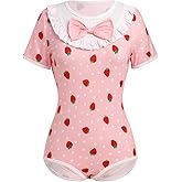 FYMNSI Women Sexy Short Sleeve One Piece Romper Button Crotch Bodysuit Playsuit O Neck Printed Pajama Jumpsuit Pjs Lingerie