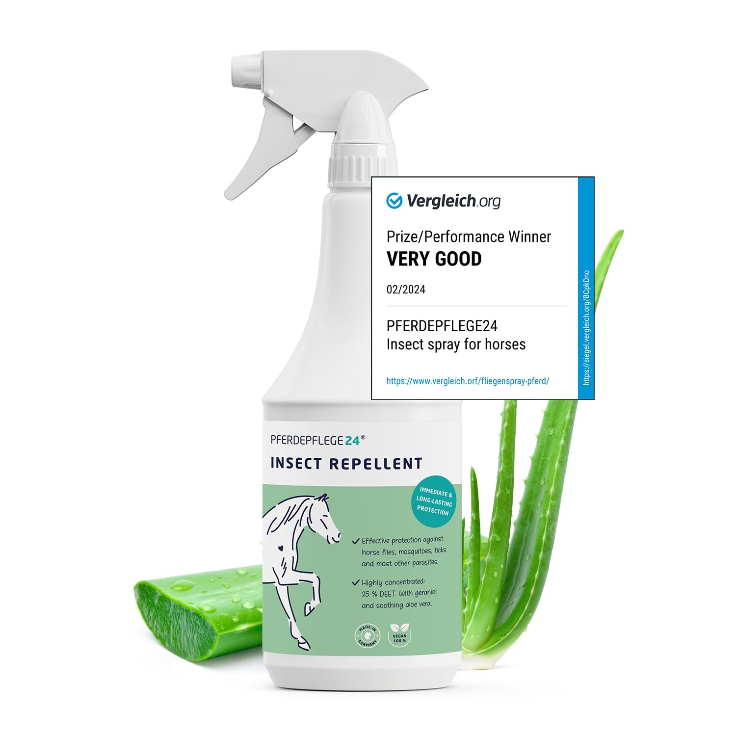 PFERDEPFLEGE24 Horse Fly Spray with DEET - Long-Lasting, Highly Concentrated Fly Repellent for Horses against Mosquitoes, Ticks, Midges & Horseflies - 1000ml