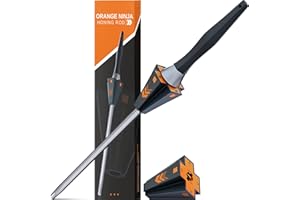 SHARP PEBBLE Orange Ninja Knife Honing Rod 10-inch with Adjustable Angle Guides 17° & 20°- Premium Quality Sharpening Steel Sharpener to keep Kitchen Knives Sharp