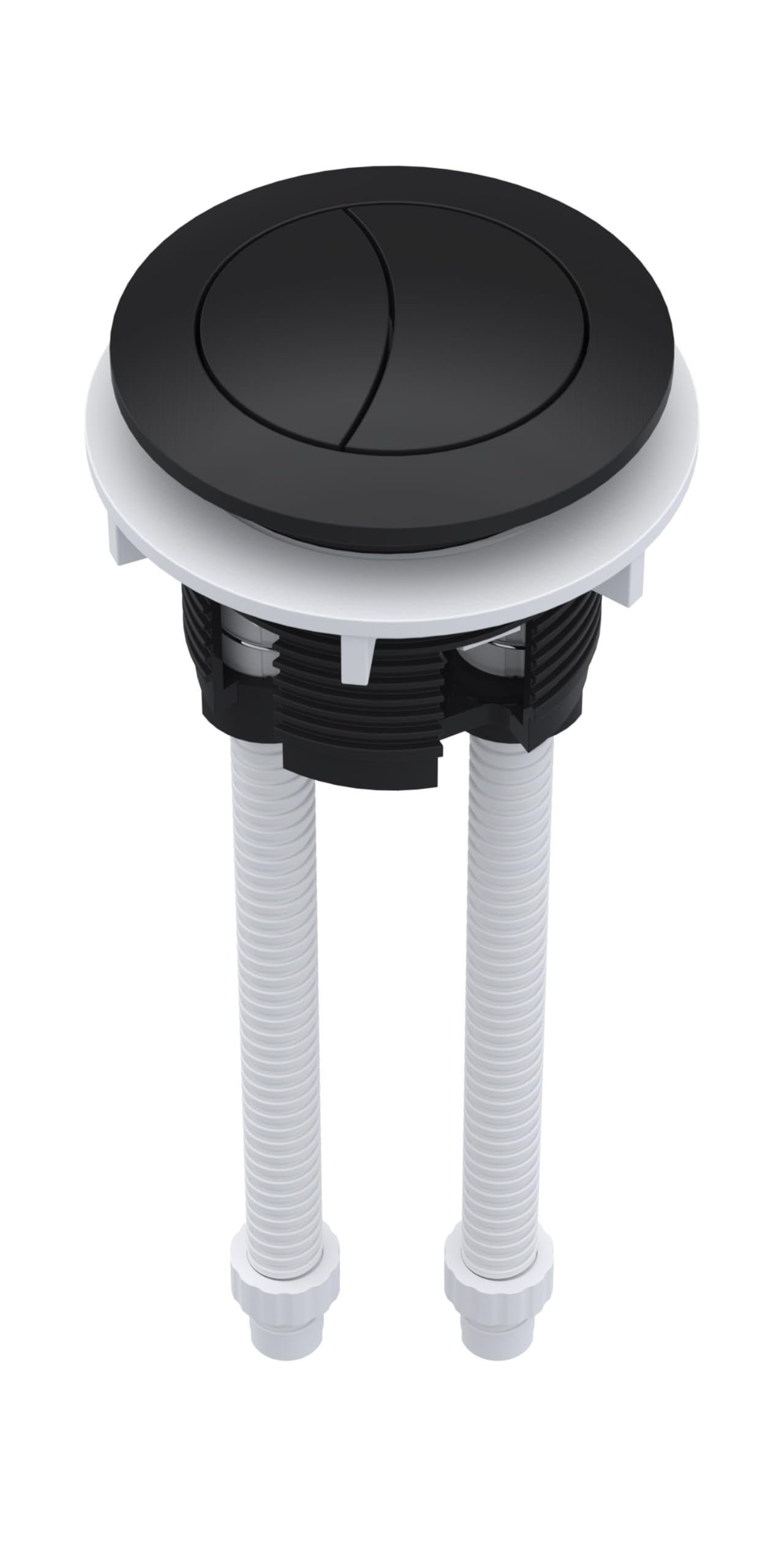 nuie CPB401 Accessory Modern Bathroom Round Toilet Cistern Dual Flush Push Button, 48 x 160 x 48mm, Matt Black