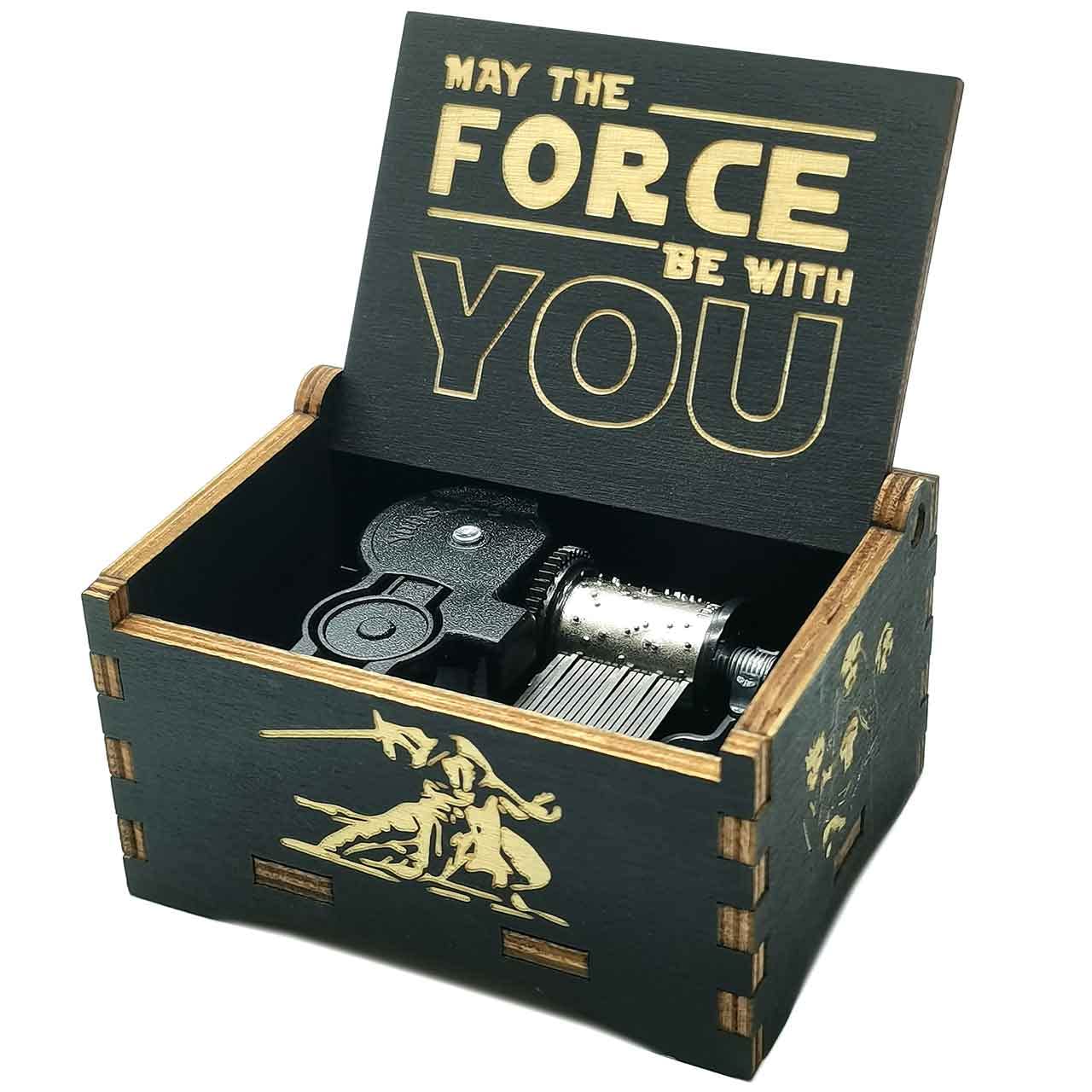 Micteney Star Wars Wooden Music Box,Star Wars Themed Gifts for Men,Clockwork Driven 3D Laser Engraved,18 Note Mechanism Star Wars Music Box