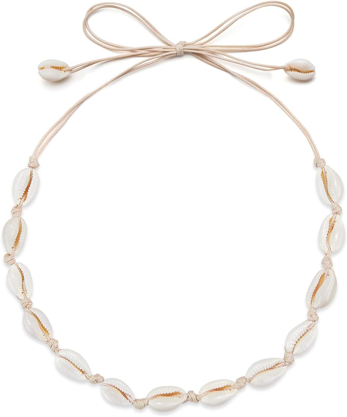 Fesciory Puka Shell Choker Necklace for Women Hawaiian Beach Pearl Cowrie Summer Necklace, Handmade Boho Natural Seashell Jewelry for Girls
