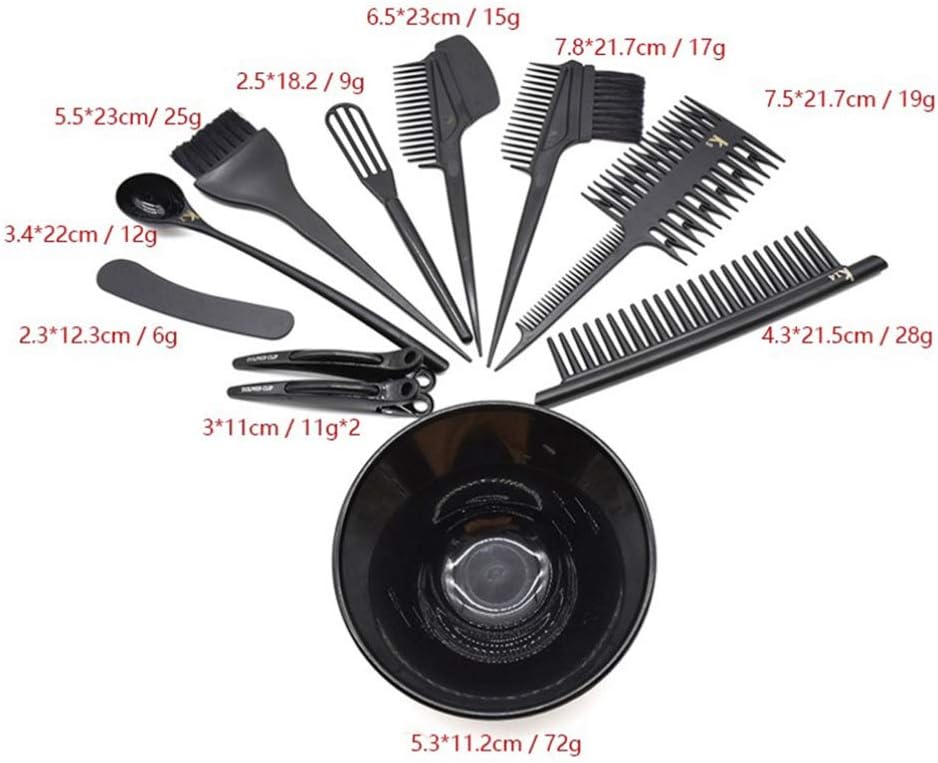 Beaupretty Hair Color Brush and Bowl Hair Clip Comb for DIY Salon Dorm Home Hair Dryers Bleaching Kit Hair Dye Tools Disposable 1 Set - Image 4