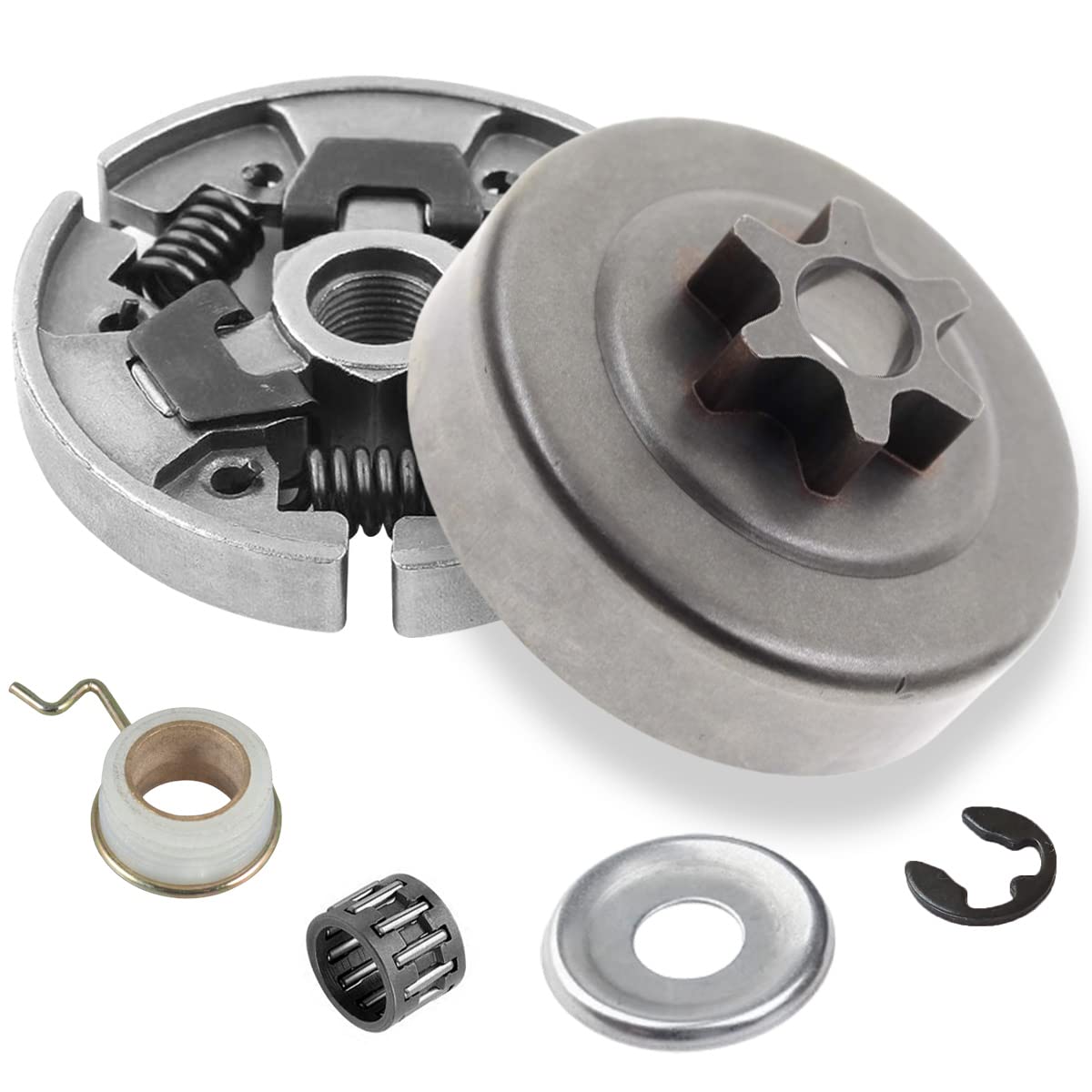 ZAMDOE Sprocket Clutch Drum 3/8" for Stihl MS170 017 018 021 023 MS180 MS210 MS230 MS250 Chainsaw, Replaces 1123 640 2003, 1123 640 2073, w Needle Bearing Washer E-Clip Worm Gear