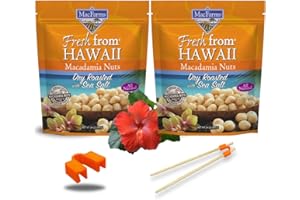 NromBox Macadamia Nuts (2 Pack) Dry Roasted with Sea Salt, Dry Roasted 24 OZ - Premium Roasted Nuts Fresh From Hawaii Healthy Snack | Reusable Chopstick Helper Practice, Adult, Trainer. Made in USA.