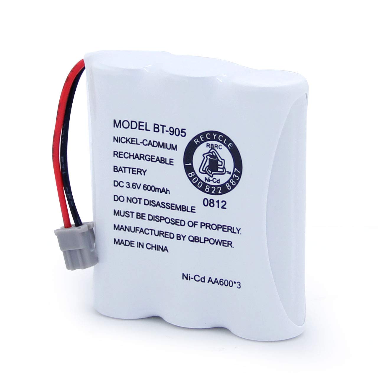 QBLPOWER BT905 BT-800 Cordless Phone Rechargeable Battery Compatible with Uniden BT-905 BT800 BT-1006 BBTY0663001 BP-800 BP-905 P-P501 P-P508 3.6v 600mAh Ni-CD (Pack of 2)