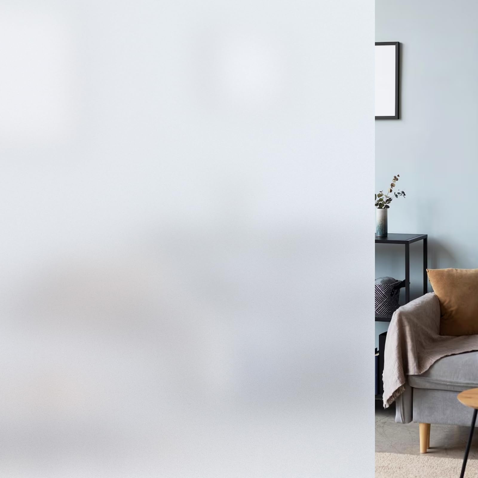 Photo 1 of LUTE Window Privacy Film, Frosted Glass Window Film for Bathroom, Static Cling Removable Heat Control Glass Coverings, Non Adhesive Opaque Door Sticker for Home Office (Pure, 17.5" x 118.1")