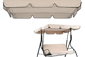 Aidoclip Waterproof Porch Swing Canopy Replacement | Outdoor Garden Swing Seat Sun Shade Cover | Patio Hammock Canopy Awning