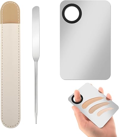 DIVINA VITAE Foundation Spatula Set Stainless Steel Makeup Mixing Palette & Rod