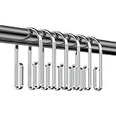 Chrome Shower Curtain Hooks Rings，Double Sided Shower Curtain Hooks Rust Proof，12 pcs Shower Hooks for Inside ，Smooth Sliding