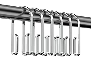 Chrome Shower Curtain Hooks Rings，Double Sided Shower Curtain Hooks Rust Proof，12 pcs Shower Hooks for Inside ，Smooth Sliding