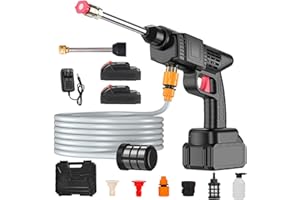 POTAI Ez Jet Power Washer, Ez Jet Hydrowasher, Ez Jet Sprayer, 6 in 1 Cordless Portable Power Washer Gun with Nozzles, Battery Powered Pressure Washer for Car Washing/Home/Floor (Toolbox)