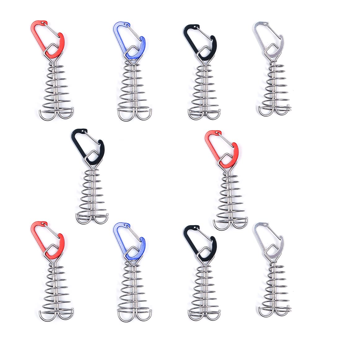 Alnicov Deck Anchor Pegs,Squid Shaped Tent Awning Anchor with D-shaped carabiners(Random Color) for Camping Outdoor Timber Deck Plank(Square,10pcs)