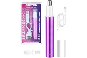 AREYZIN Ear and Nose Hair Trimmer for Women,Professional Painless Facial Hair Trimmer,USB-Type C Charging,Violet