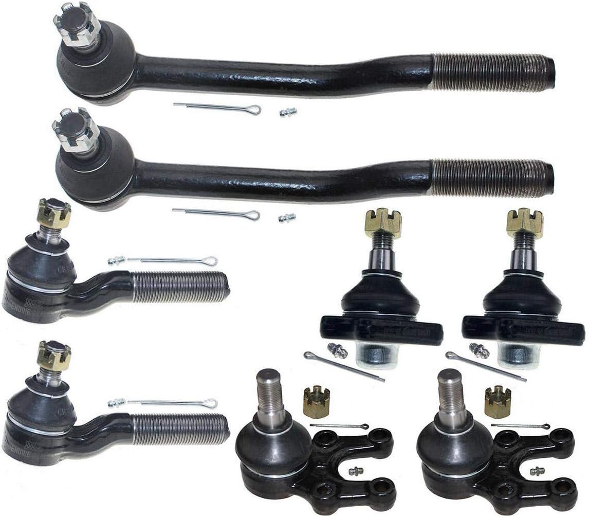 DLZ 8 Pcs Front Suspension Kit-2 Lower 2 Upper Ball Joint 2 Inner 2 Outer Tie Rod End K9022 K9045 ES2472L ES2473R